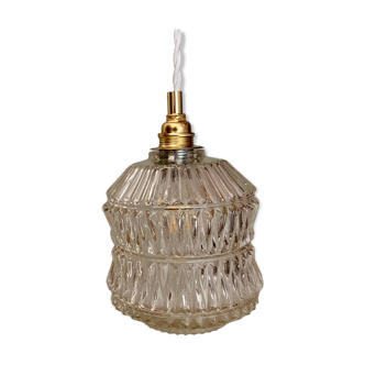 Vintage globe pendant in molded glass