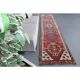 1970s Vintage Turkish Hand-Knotted Wool Cotton Red Runner Rug 90x390