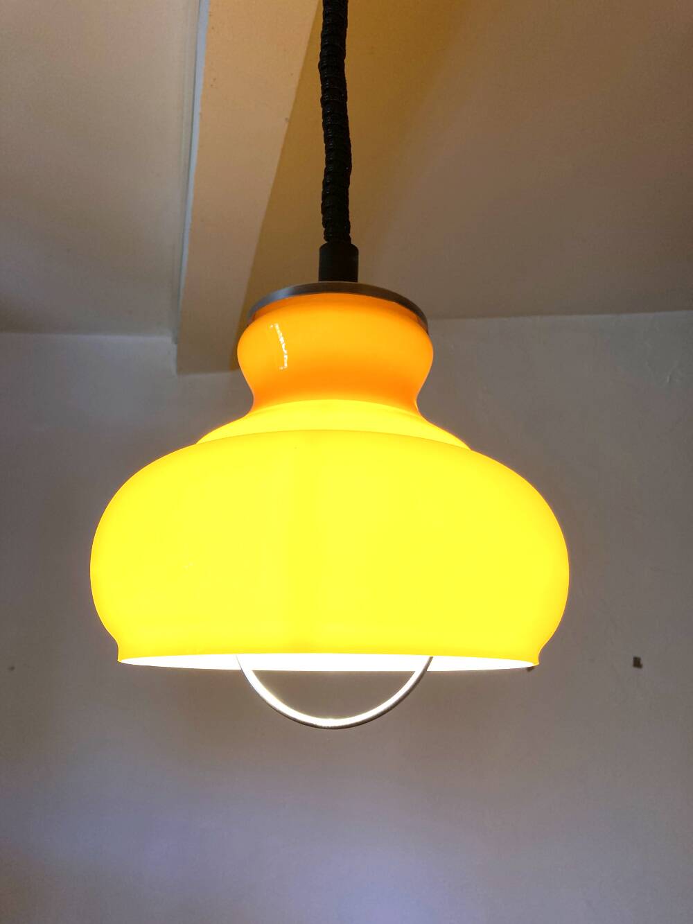 Vintage orange opaline glass pendant light