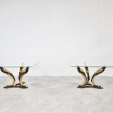 Pair of brass bird coffee tables, 1970s