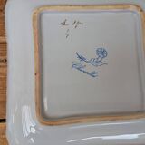 Set of 2 old square Charolles plates with flower pattern