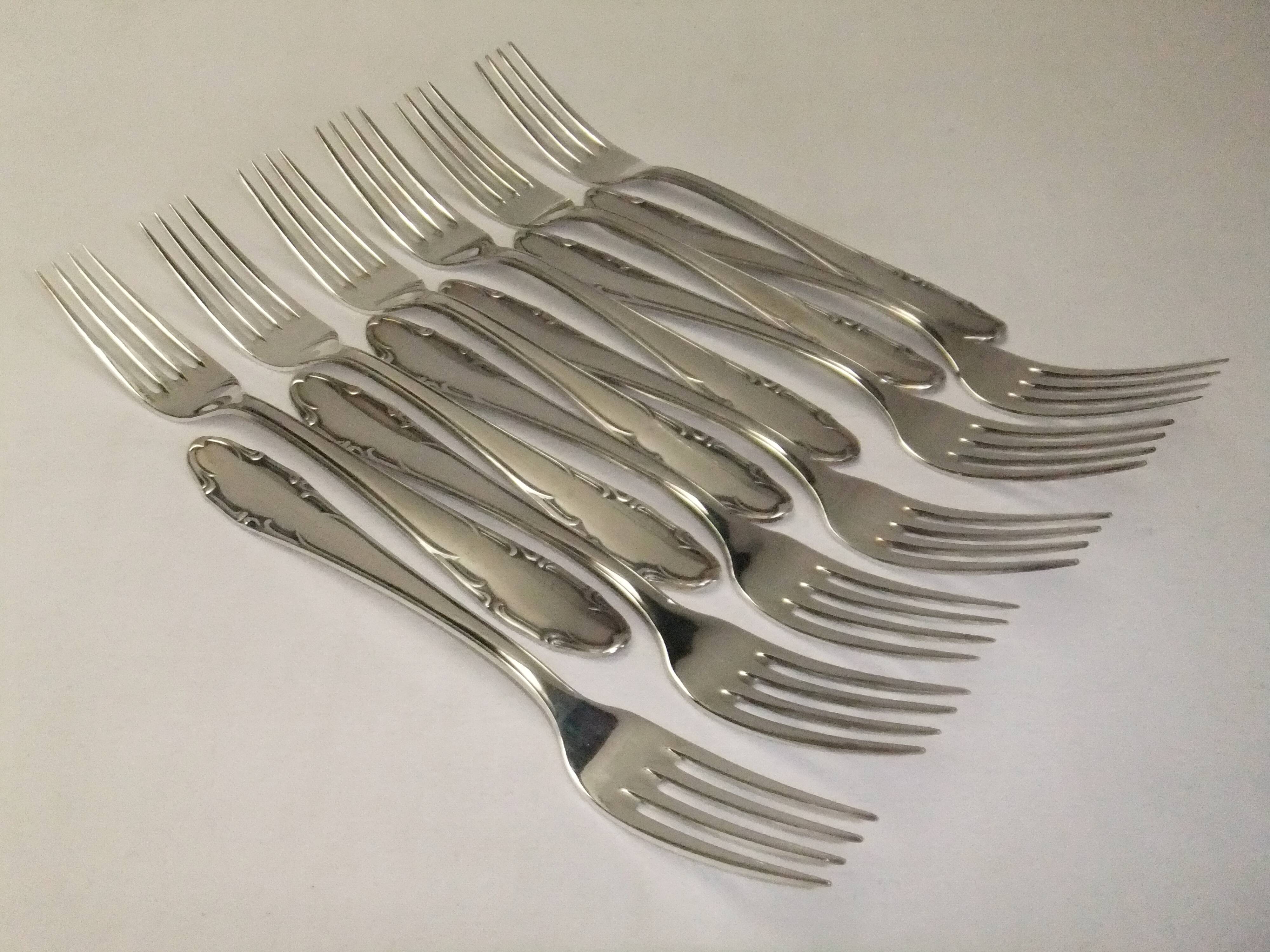 Deetjen Forks Silver Metal Net Goldsmith's Punch Service X 12