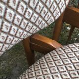 Wooden and velvet chairs 60s