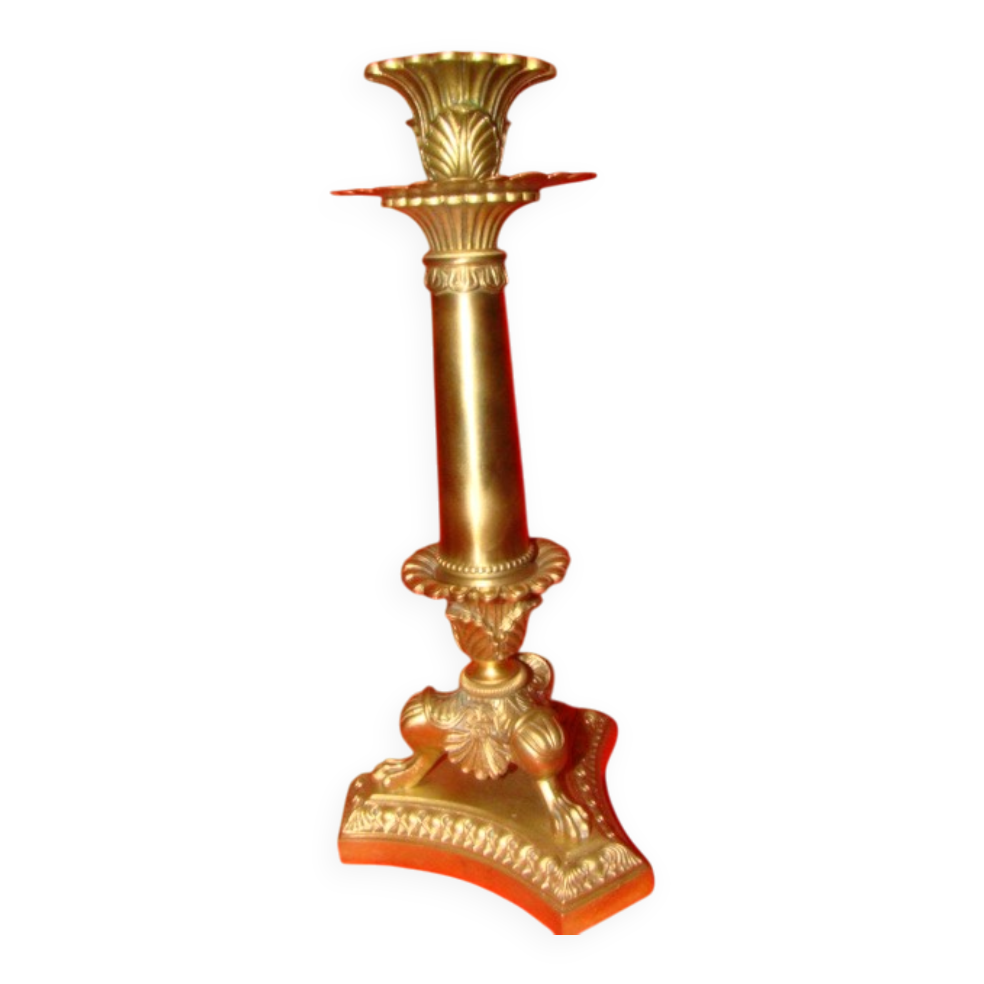 Bronze and solid brass candlestick from the "Restoration" period, electrified.