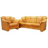 Ensemble de salon cognac, design danois, années 1970, fabricant : Skalma Møbelfab