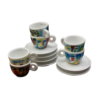 Six tasses,  a cafe Illy Collection Sandro Chia/R.Ginori 1993