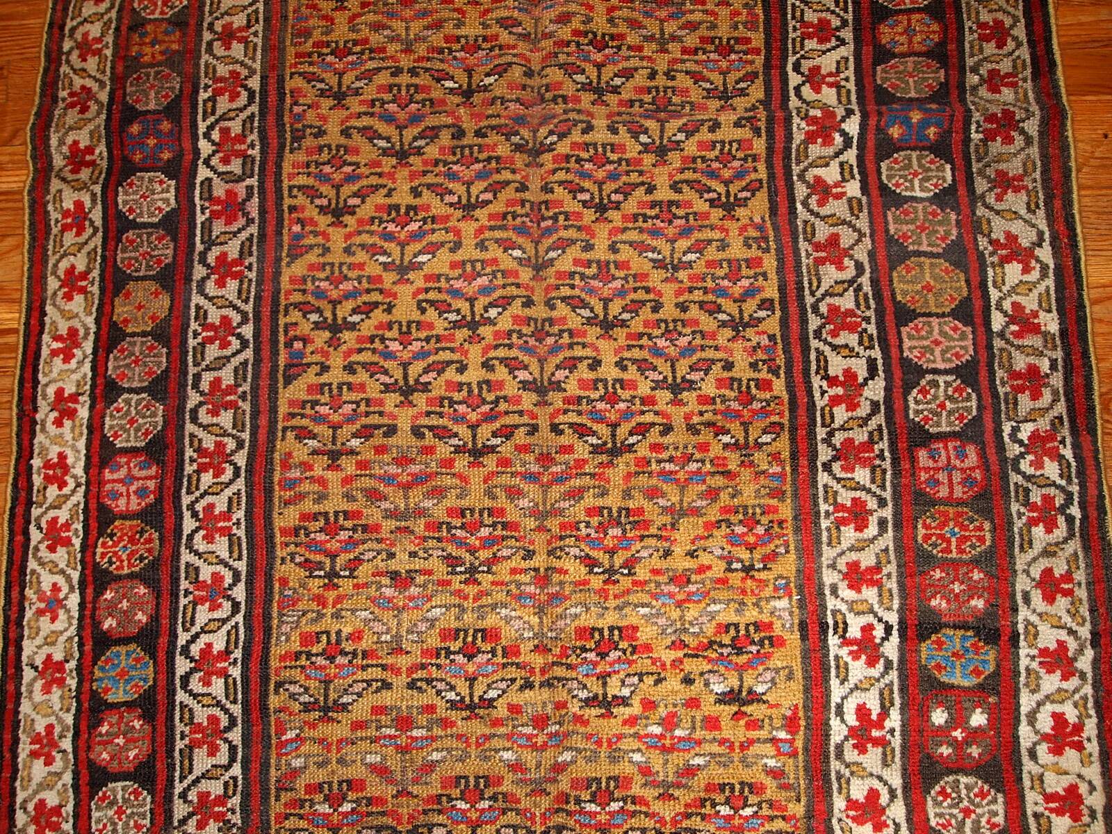Handmade antique Persian Kurdish rug 125cm x 235cm 1880s - 1B414
