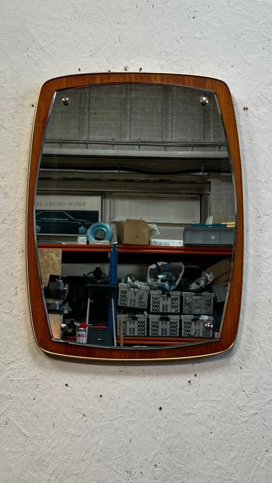 Vintage Mirror, Teak Wood, Sweden 1950's