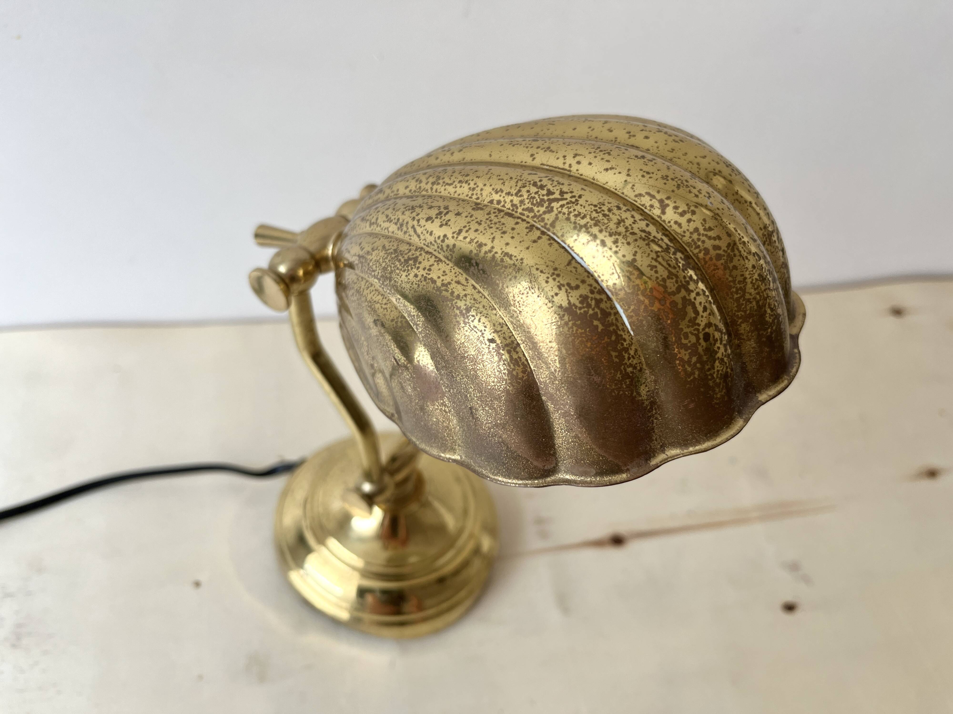 1950s brass "shell" desk lamp, vintage lighting