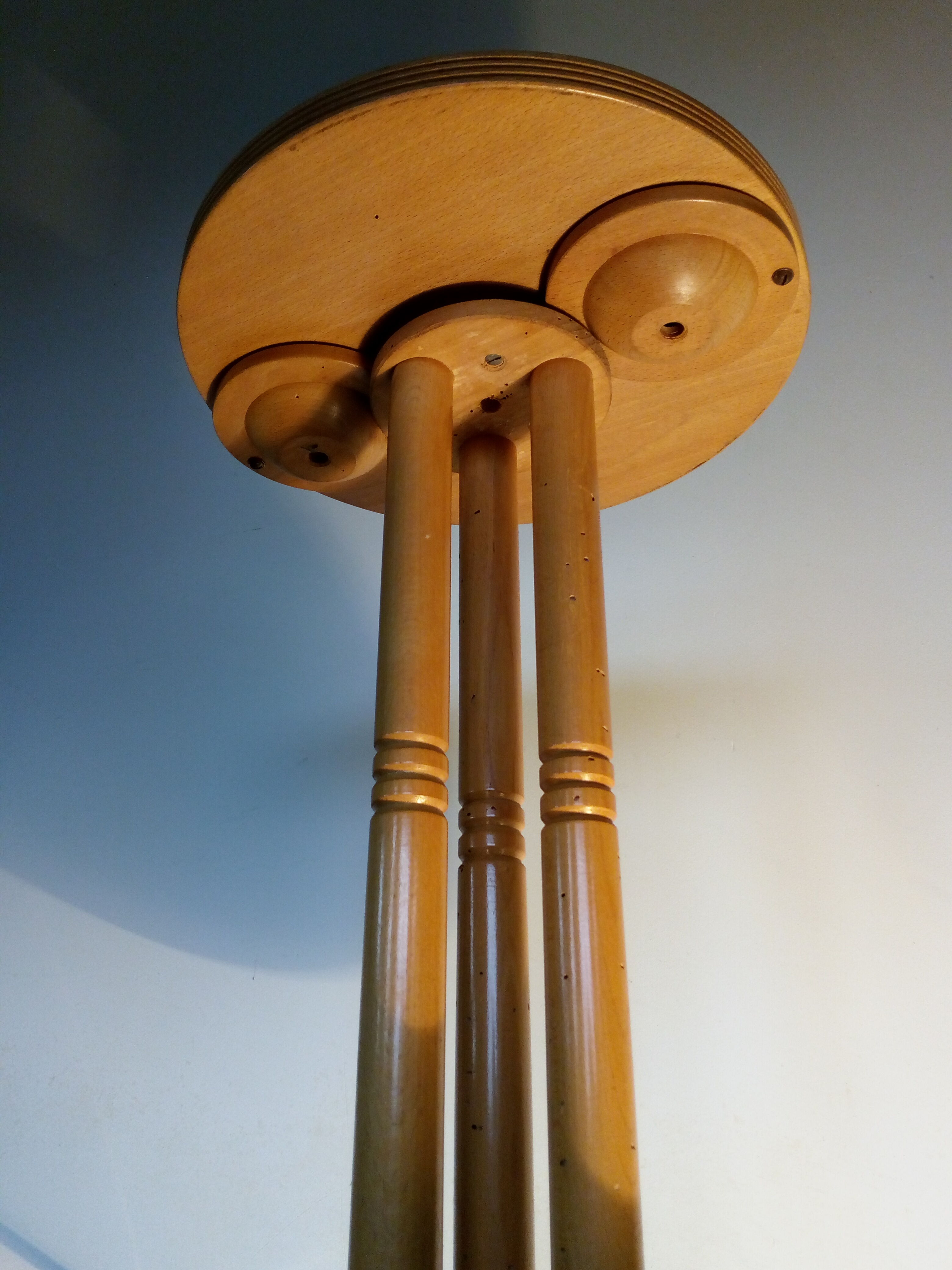 Small smoker's table, side table, Scandinavian blond wood, tripod, vintage 70'