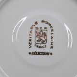 6 vintage porcelain cups and sub-cups France white brand SEP with gilded net