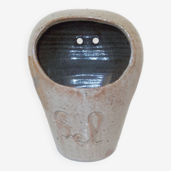 Gray glazed stoneware salt pot