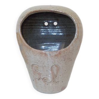 Gray glazed stoneware salt pot