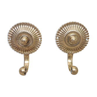 Paire patères laiton doré