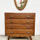 Commode vintage en chêne et poignées chrome – années 60