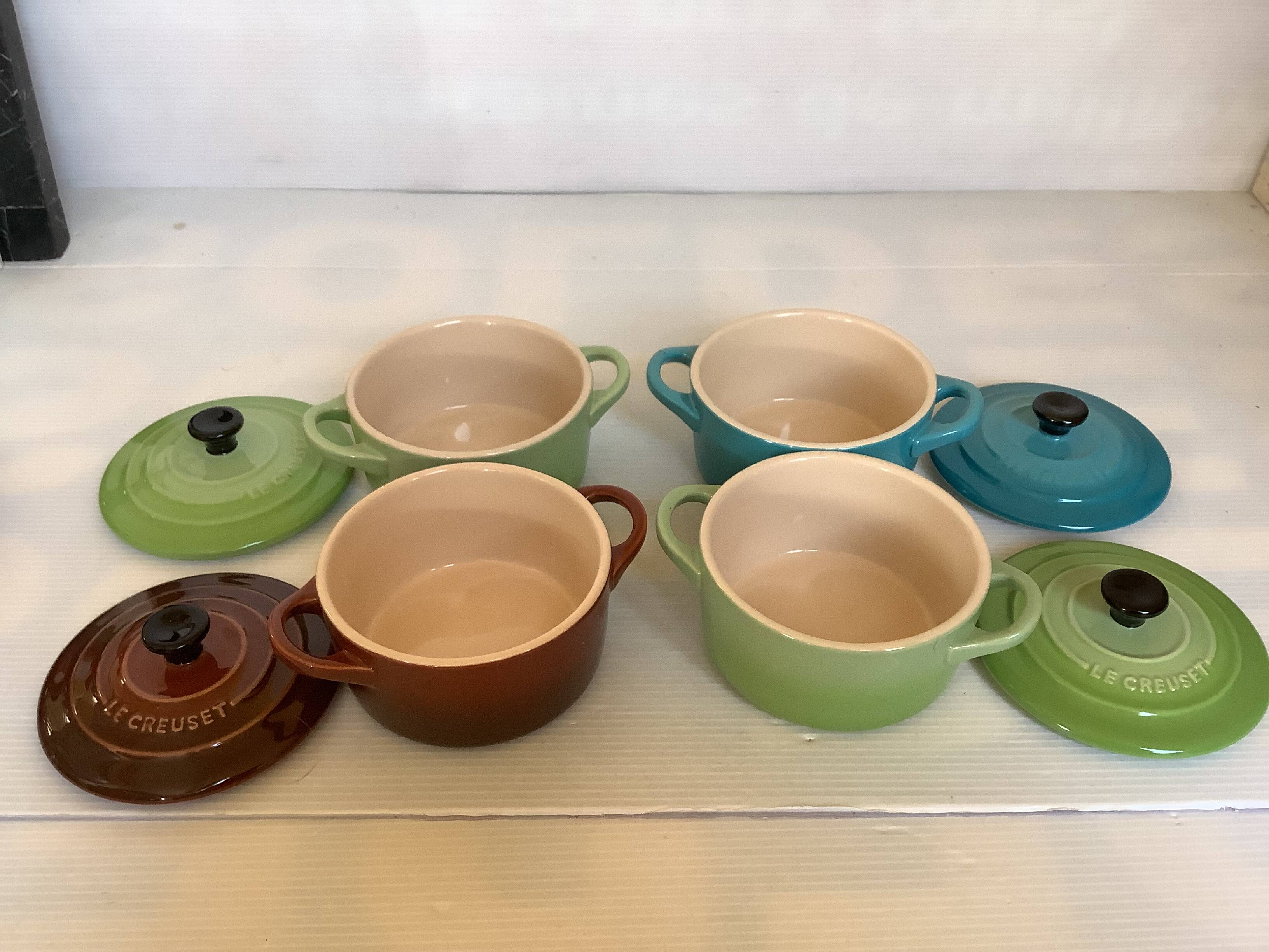 Four mini cocotte ramekins Le Creuset