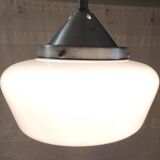 Metal Bauhaus suspension with opaline globe - mid 20th century.