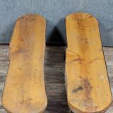 20th century folk art: pair of solid wood benches