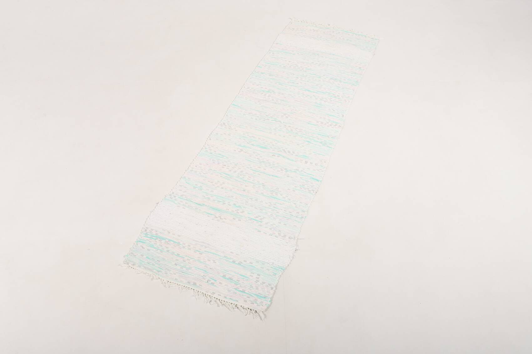 Vintage Scandinavian Hand Woven Recycled fabric rug