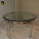 Dining table in chrome and gold steel, Romeo Rega style, Italy, 1970s.