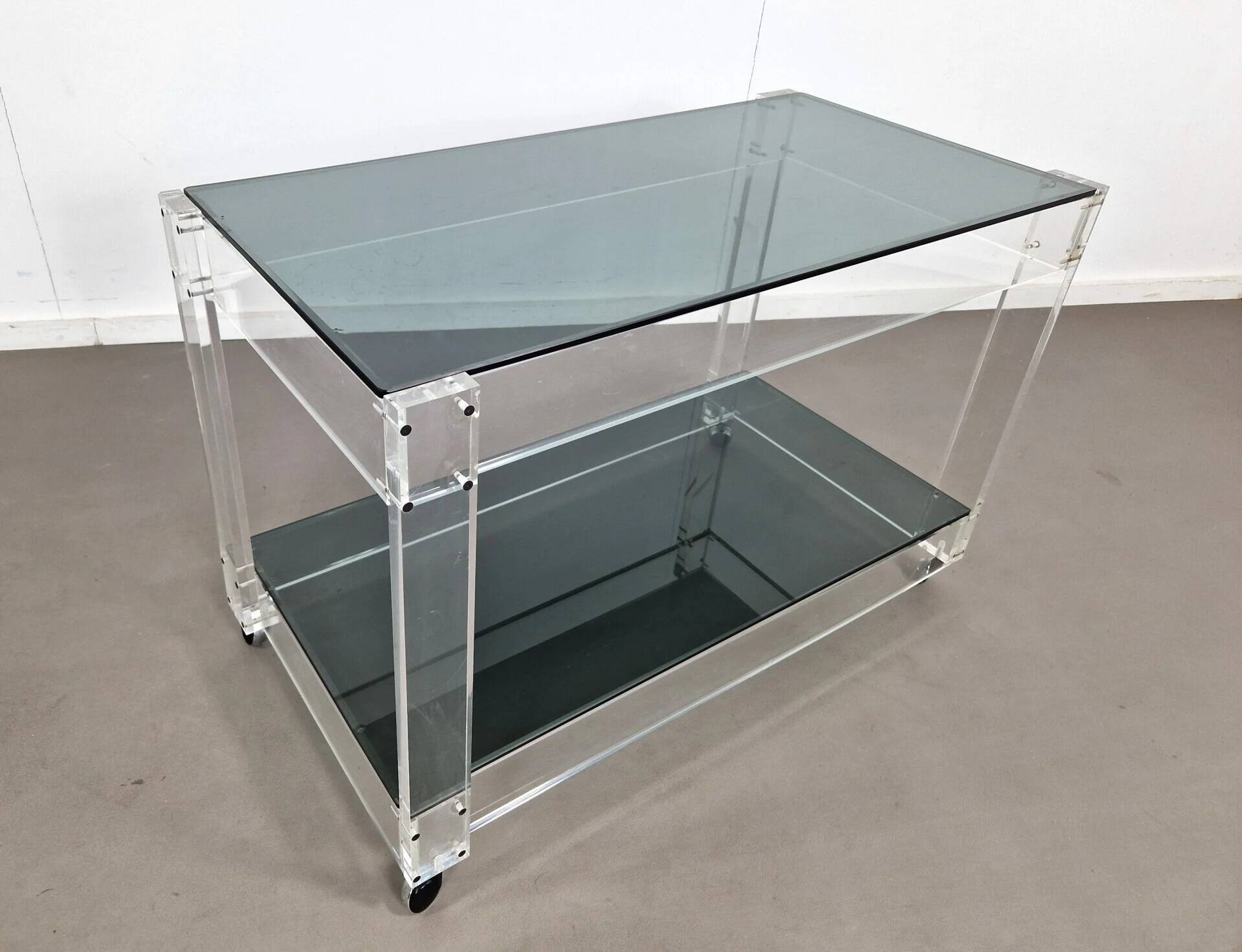 Lucite and smoked glass trolley | 1970s