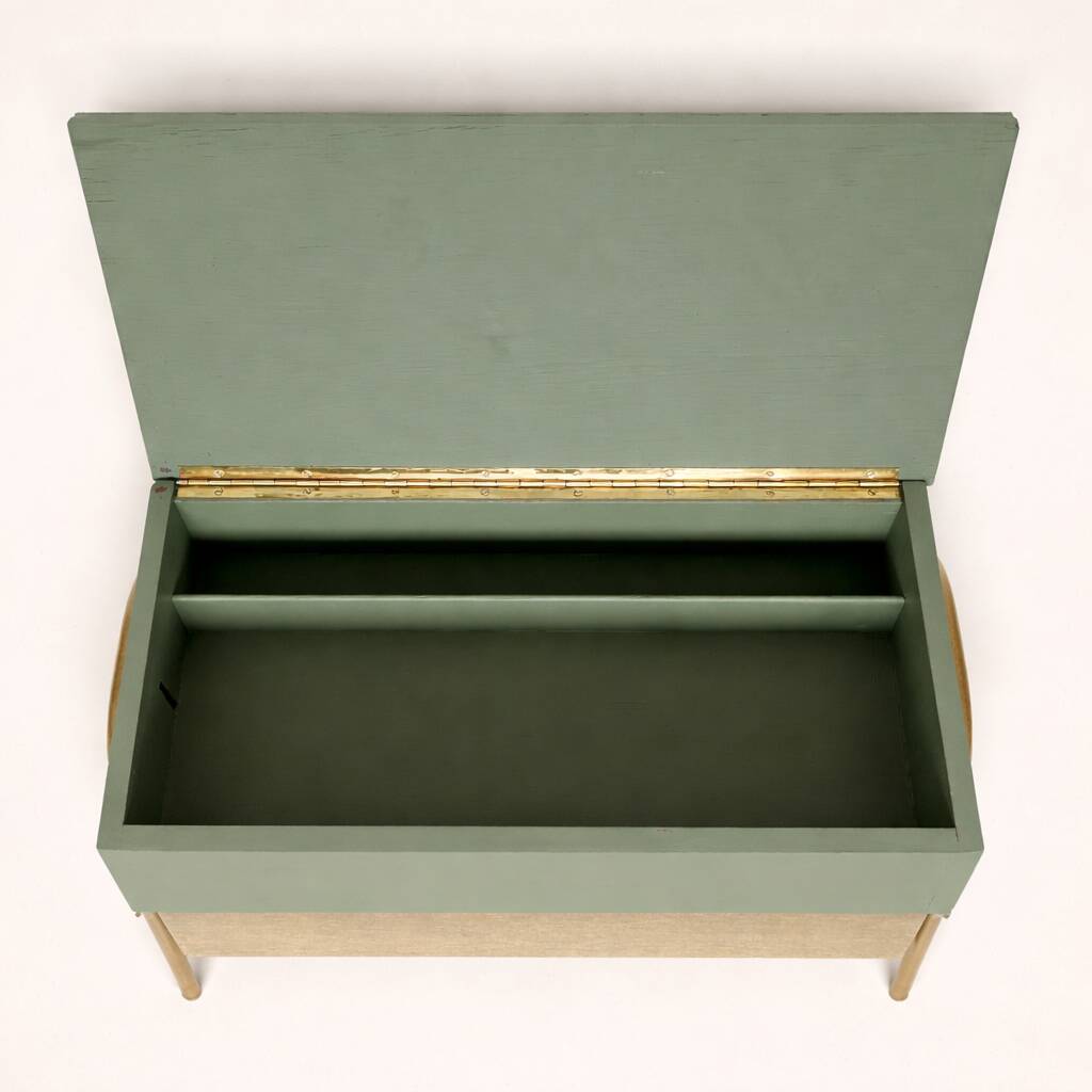 Vintage 1970s work table with a foldable top and drawer.