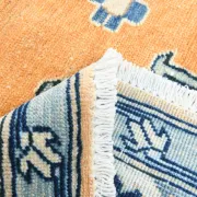 Vintage Large Blue & Peach Persian Rug, Handmade Wool Rustic Decor,348x495