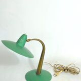 Mid-cenrury Italian Modern brass and green lacquer table lamp from 50s