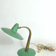 Mid-cenrury Italian Modern brass and green lacquer table lamp from 50s