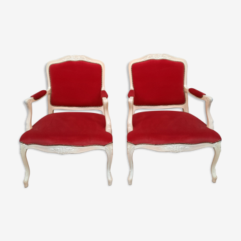 Paire de fauteuils laqué style Louis XV