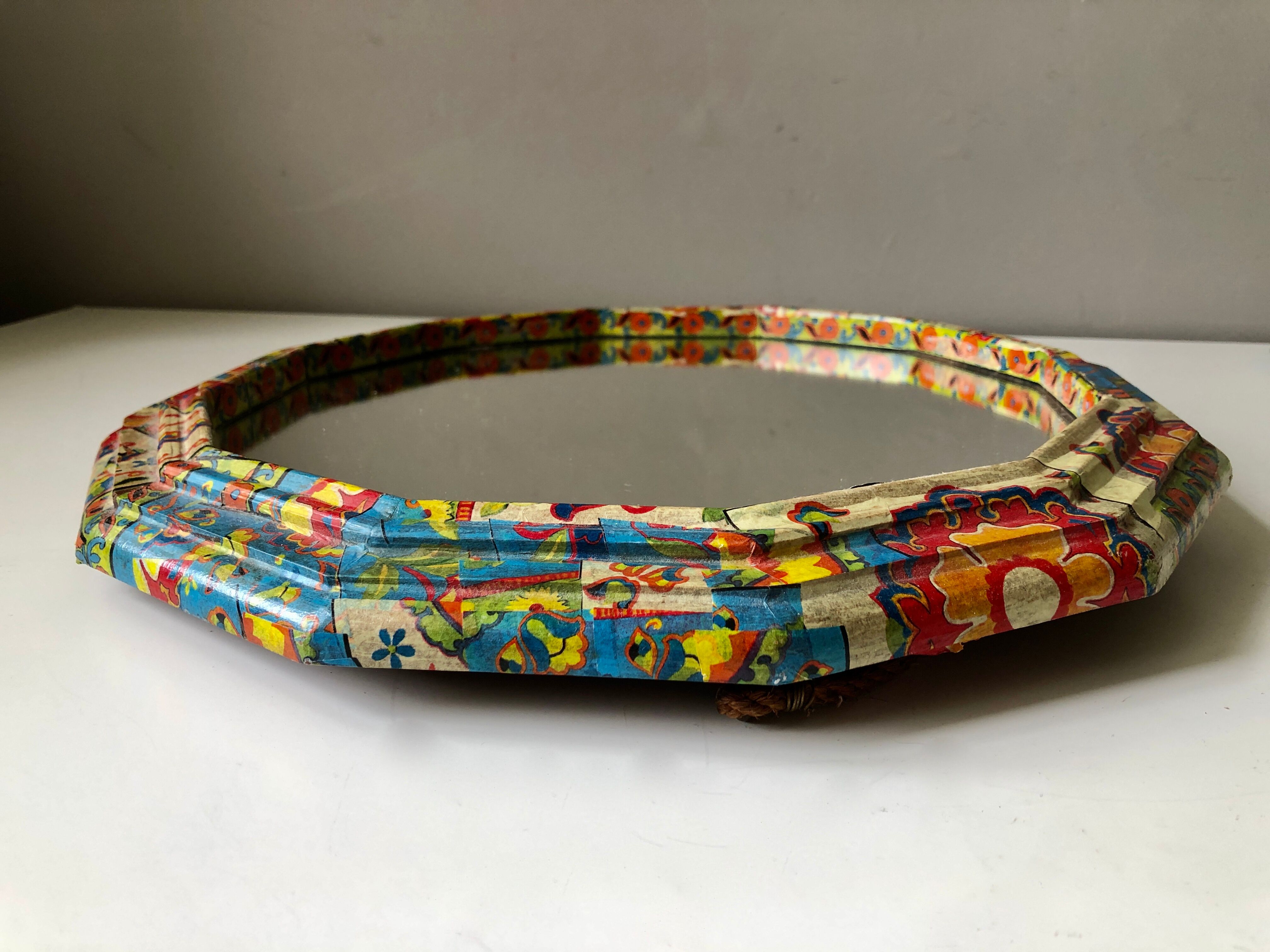 Vintage floral paper mirror