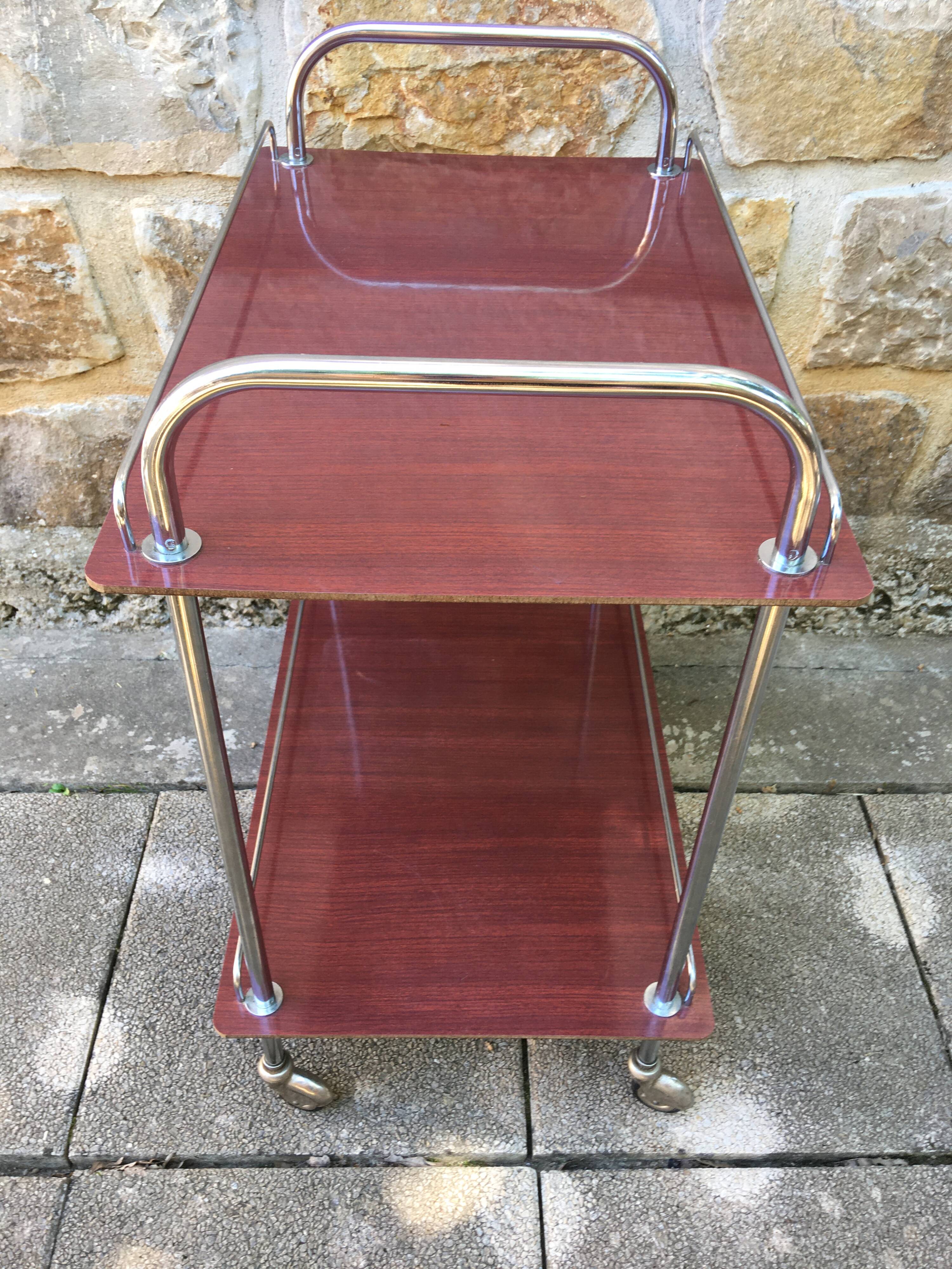 Steel and formica serving trolley