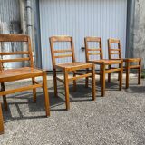 Set of 4 chairs in walnut reconstruction