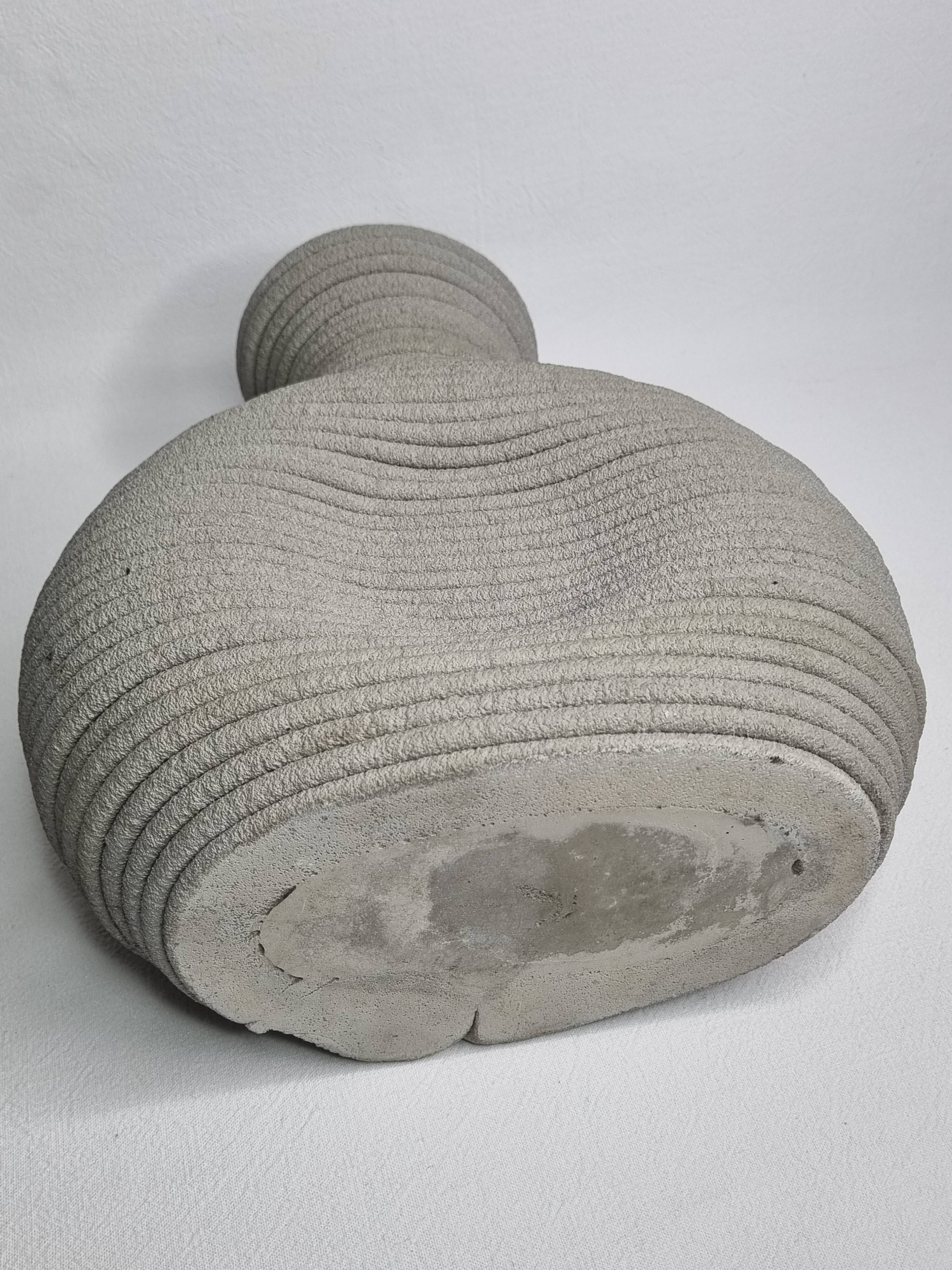 Brutalist textured cement vase, 27 cm
