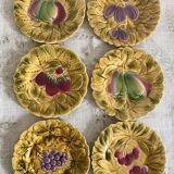 Sarreguemines barbotine plates with fruit decoration