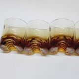 Verreries lorraines cristal set of 6 thick amber whiskey glasses vintage design