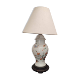 Porcelain base table lamp with Japanese decor