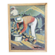 Oil on canvas signed O. Stephane, vintage painting of a grape harvest scene.
