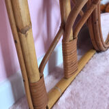 Rattan coat rack and vintage mirror