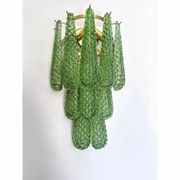 Graniglia Green “Conchiglie” Murano Glass Gold Wall Sconce by Simoeng Lot o