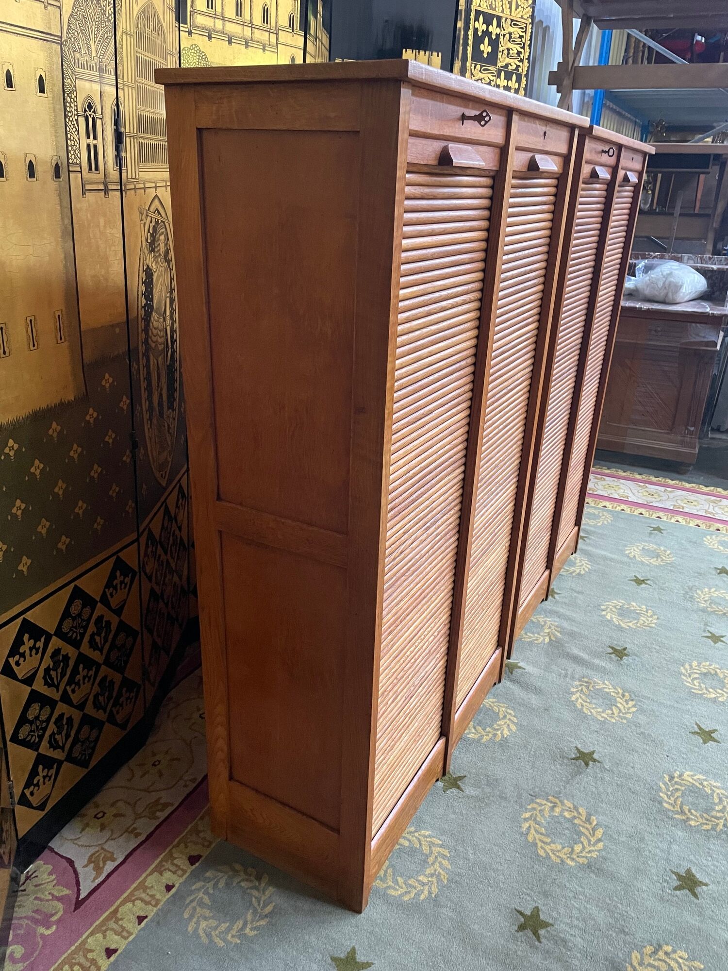 Pair of notary curtain binder furniture in oak 1950