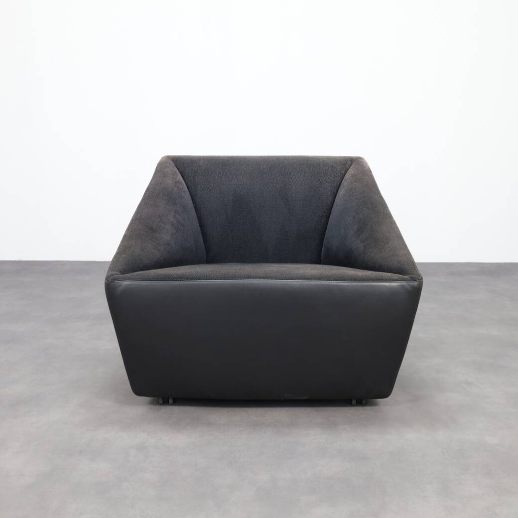 Postmodern Leather Armchair on Wheels by Cor