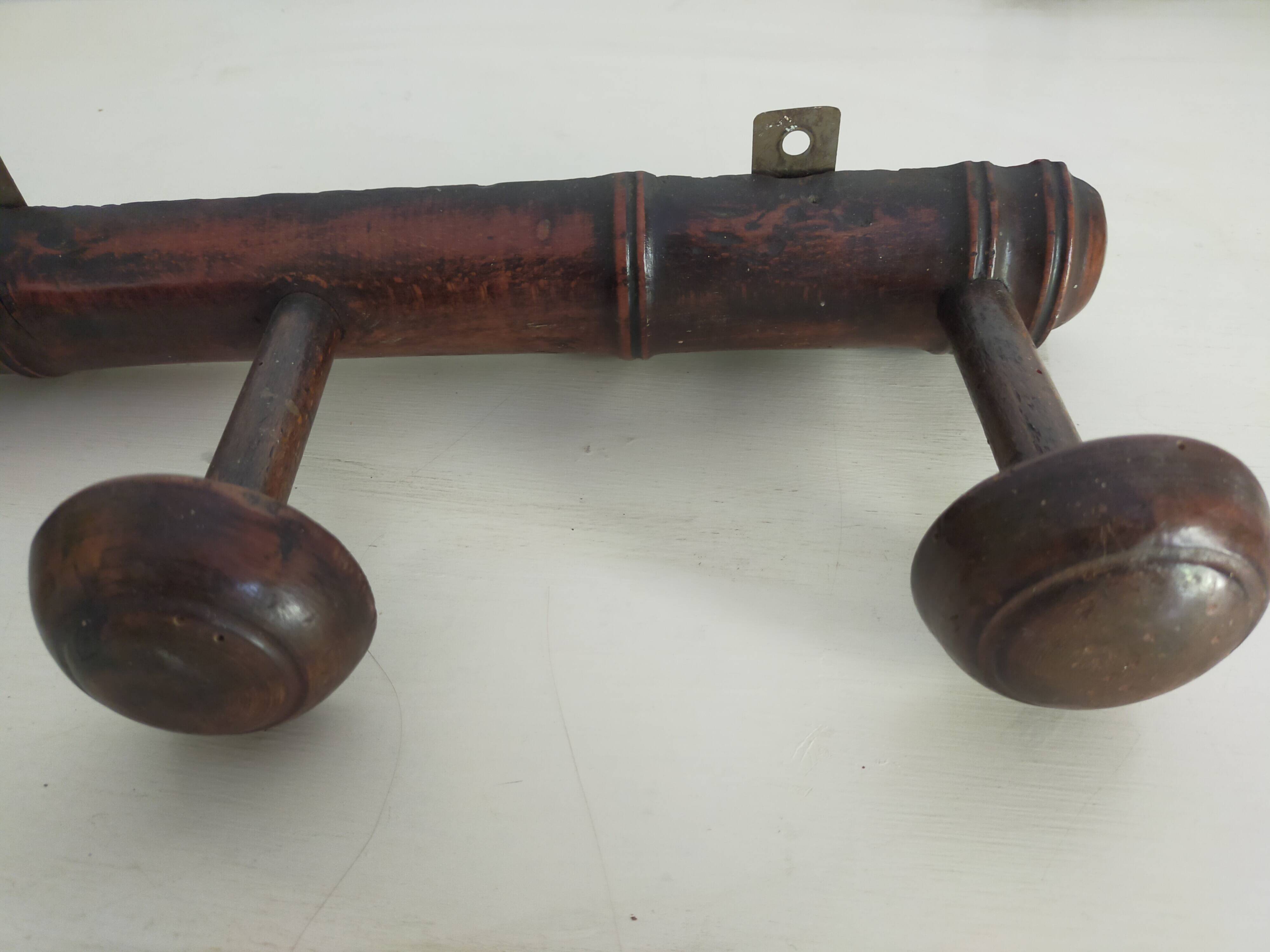 Patère murale vintage  bois décor bambou