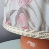 Ceramic table lamp with 80s fabric lampshade