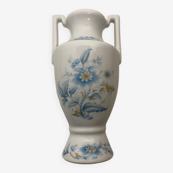 Vase  porcelaine motif fleurs bleus et jaune du lys royal