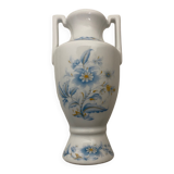 Vase  porcelaine motif fleurs bleus et jaune du lys royal