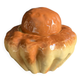 Brioche-shaped slip sugar pot, shaped and sculpted