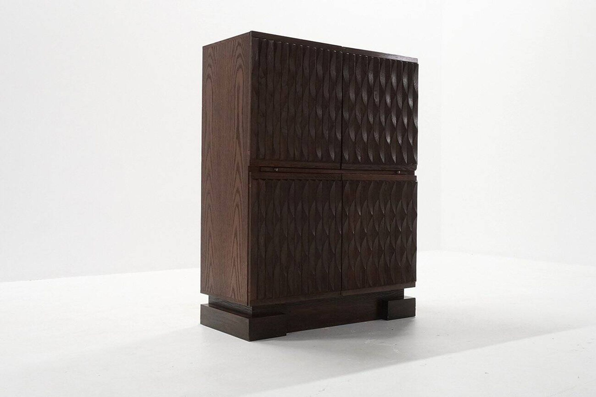 Vintage Brutalist Cabinet in Oak from Maison Aurora, Belgium, 1970s