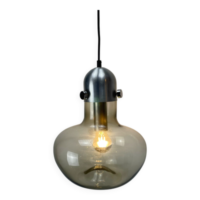 Lampe suspension en verre fumé par Nettelhoff Leuchten 1970