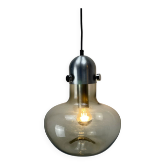 Smoked glass pendant lamp by Nettelhoff Leuchten 1970